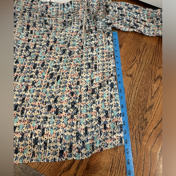 REISS | Olivia Ditsy Print Zipper Ruffle Blouse In Blue Sz‎ 12 - Picture 8 of 9